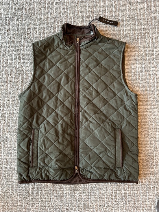 Tahari Jackets & Blazers - Tahari Quilted Olive Green Zip Vest M